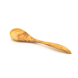 Round olive wood spatula